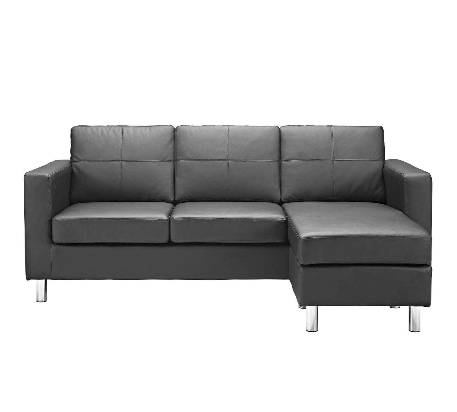 3 Seater Fabric Sofa with Chaise in Wooden Base Metal Legs -