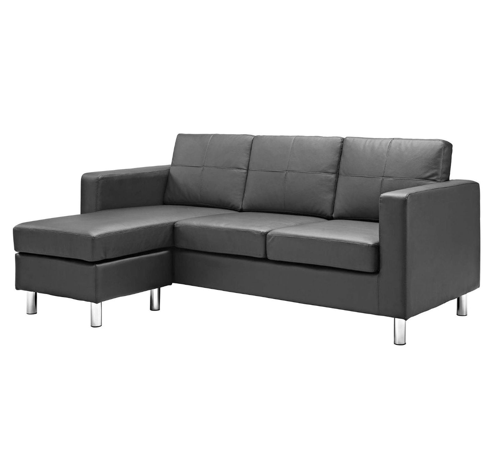 3 Seater Fabric Sofa with Chaise in Wooden Base Metal Legs -
