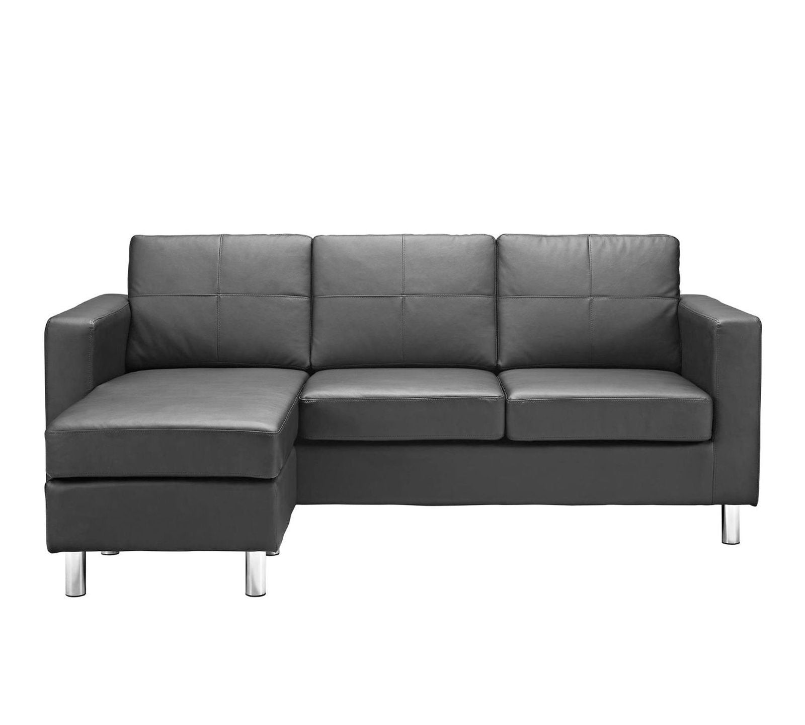 3 Seater Fabric Sofa with Chaise in Wooden Base Metal Legs -