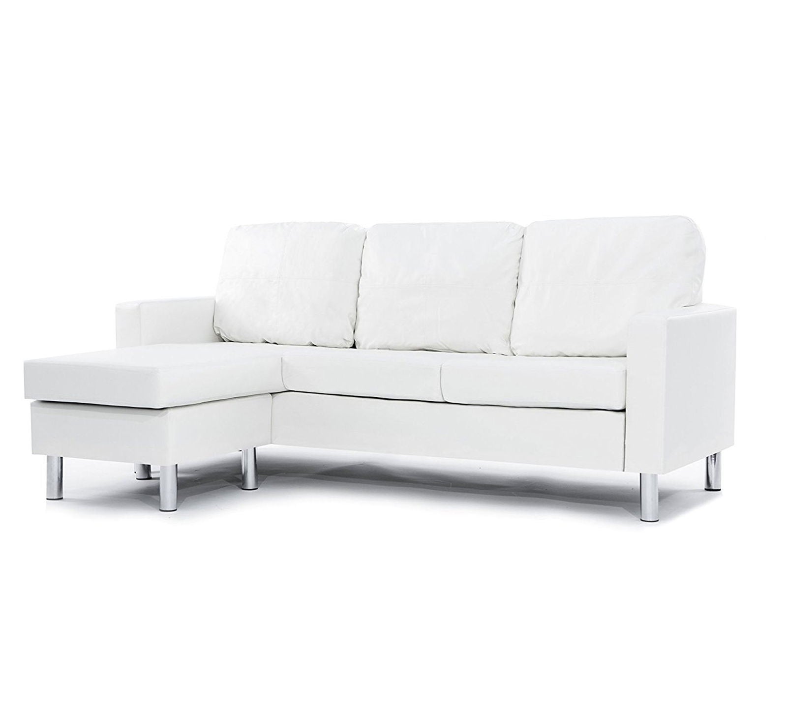 3 Seater Fabric Sofa with Chaise in Wooden Base Metal Legs -