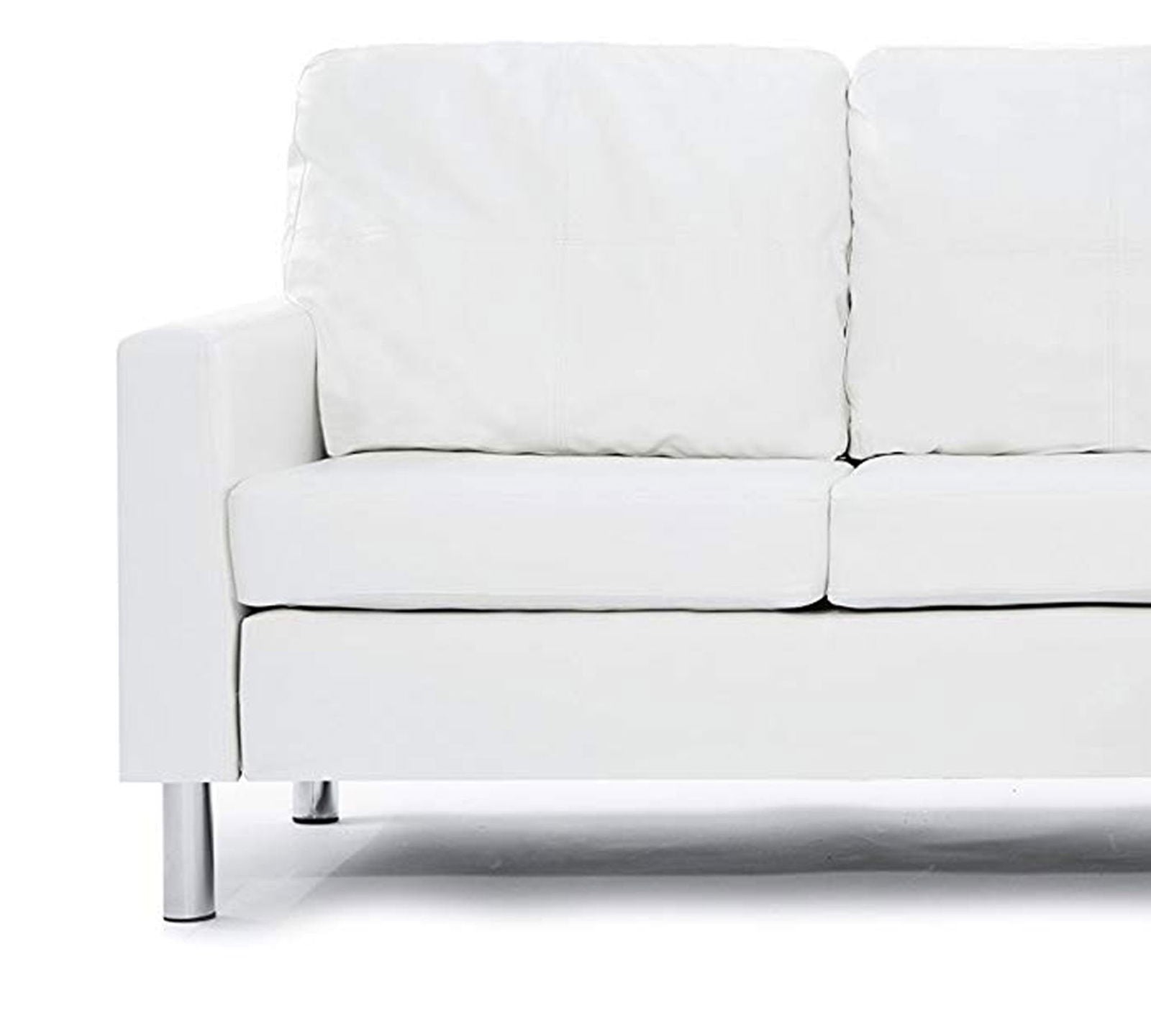 3 Seater Fabric Sofa with Chaise in Wooden Base Metal Legs -
