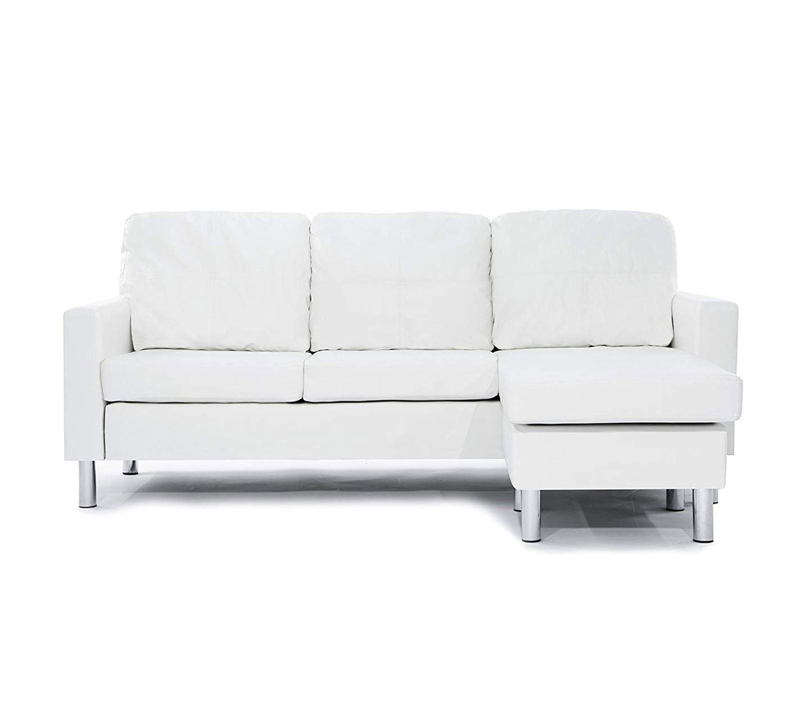 3 Seater Fabric Sofa with Chaise in Wooden Base Metal Legs -