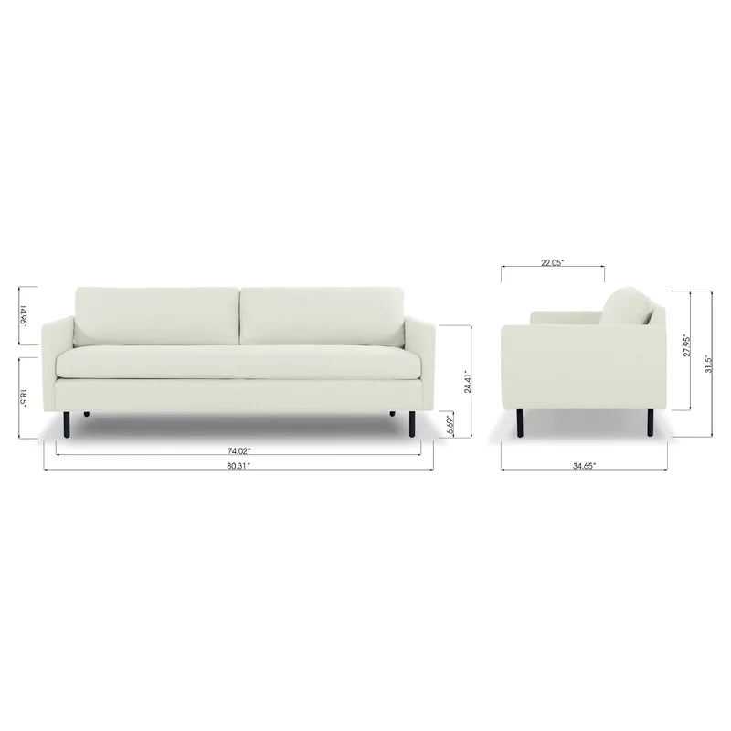 3 Seater Fabric Sofa with Metal Legs -