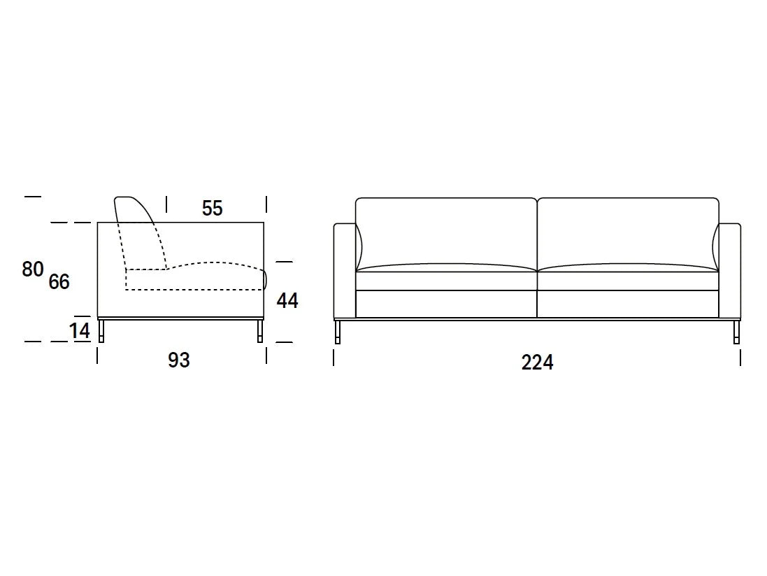 3 Seater Fabric Sofa with Metal Legs -