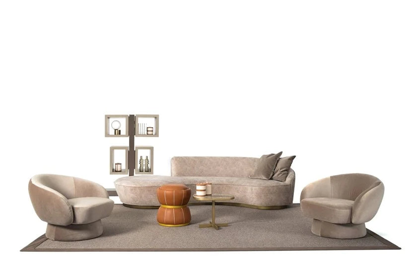 3 Seater Fabric Sofa with Wooden Base -
