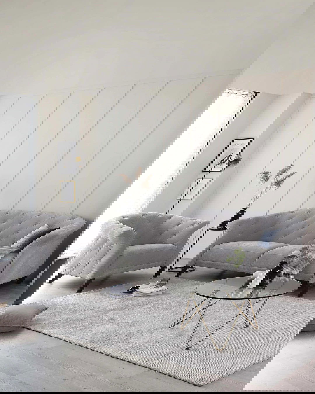 3 Seater Fabric Sofa with Wooden Legs -