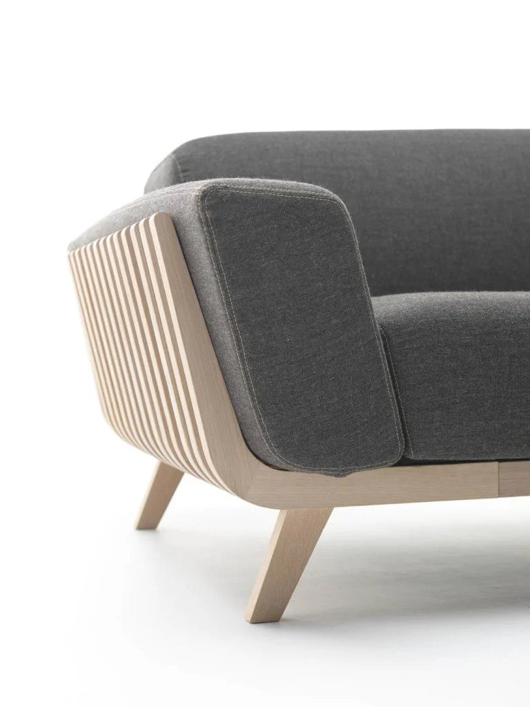 3 Seater Fabric Sofa with Wooden Legs -