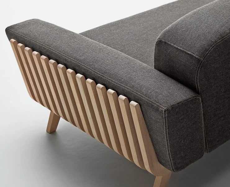 3 Seater Fabric Sofa with Wooden Legs -