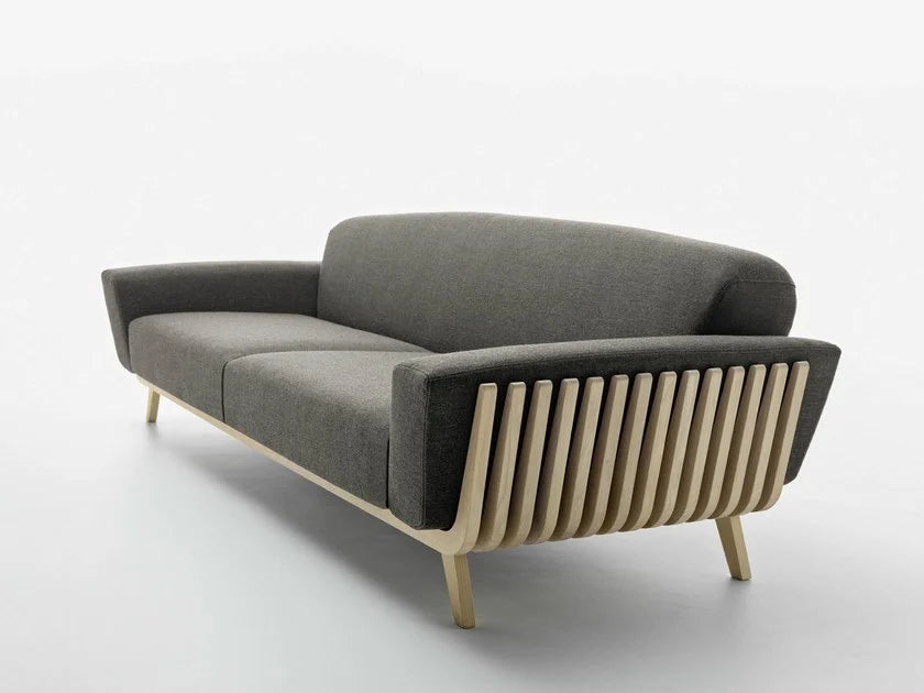 3 Seater Fabric Sofa with Wooden Legs -