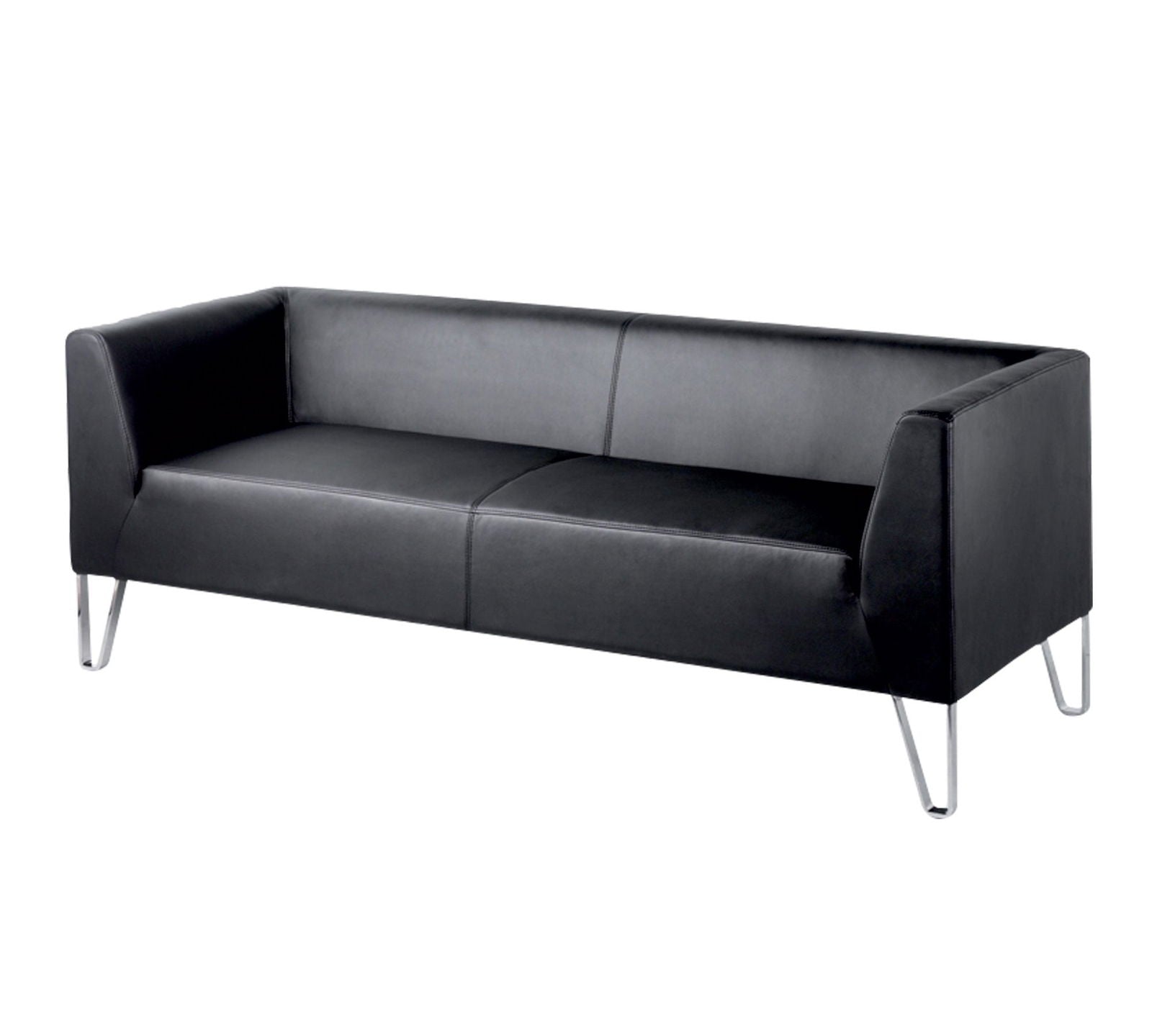3 Seater Leatherette Sofa Metal Frame Legs Base Cushioned -
