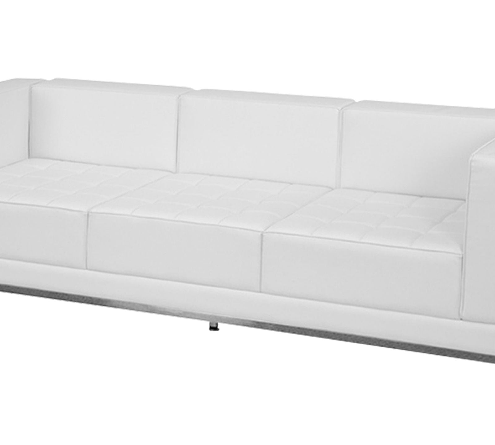 3 Seater Leatherette Sofa Metal Frame Legs Base Cushioned -