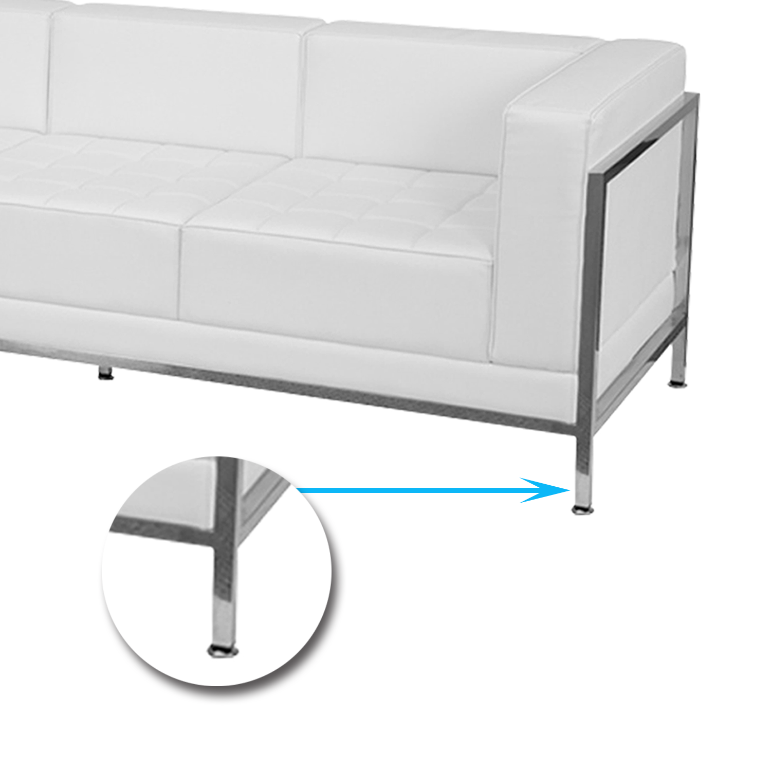 3 Seater Leatherette Sofa Metal Frame Legs Base Cushioned -