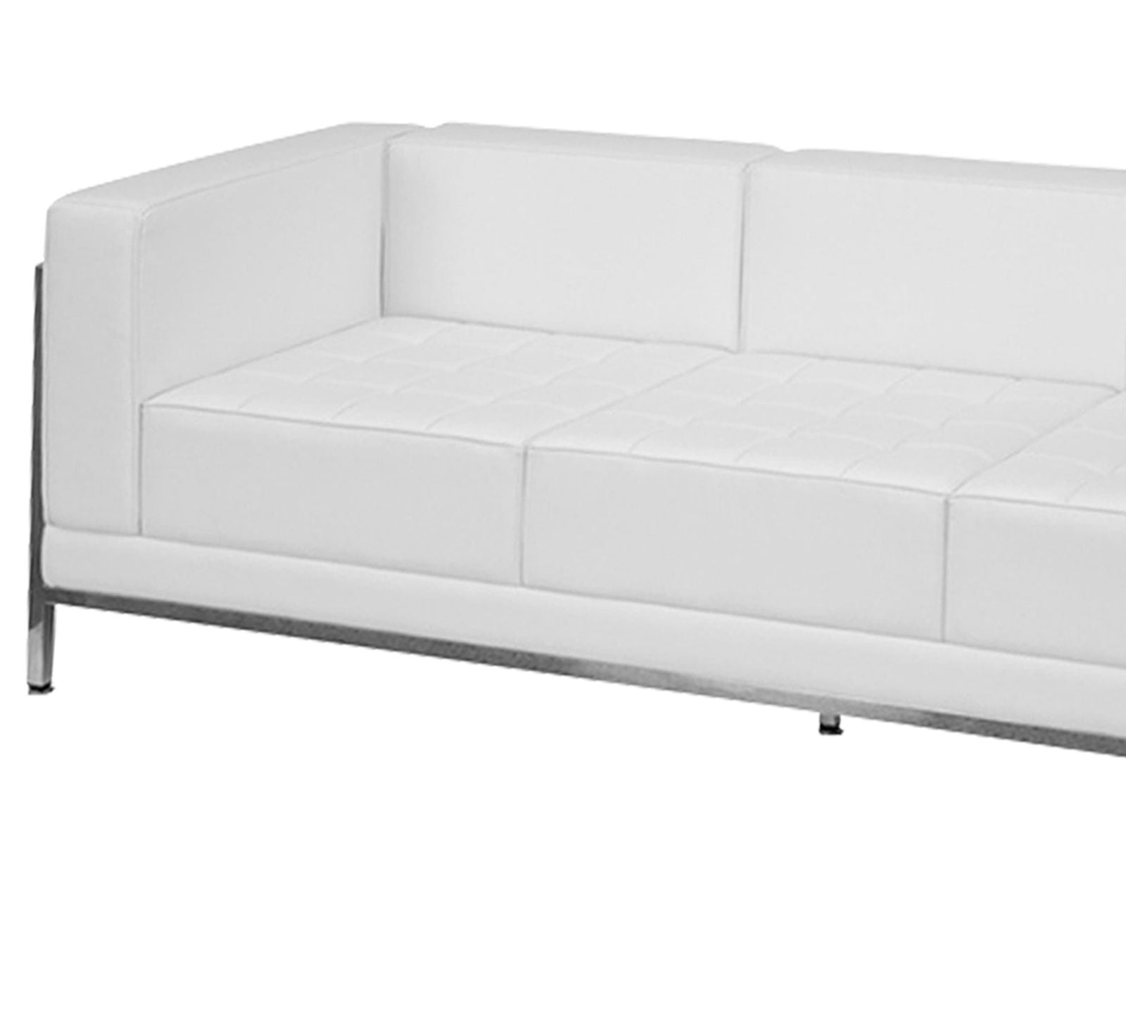 3 Seater Leatherette Sofa Metal Frame Legs Base Cushioned -