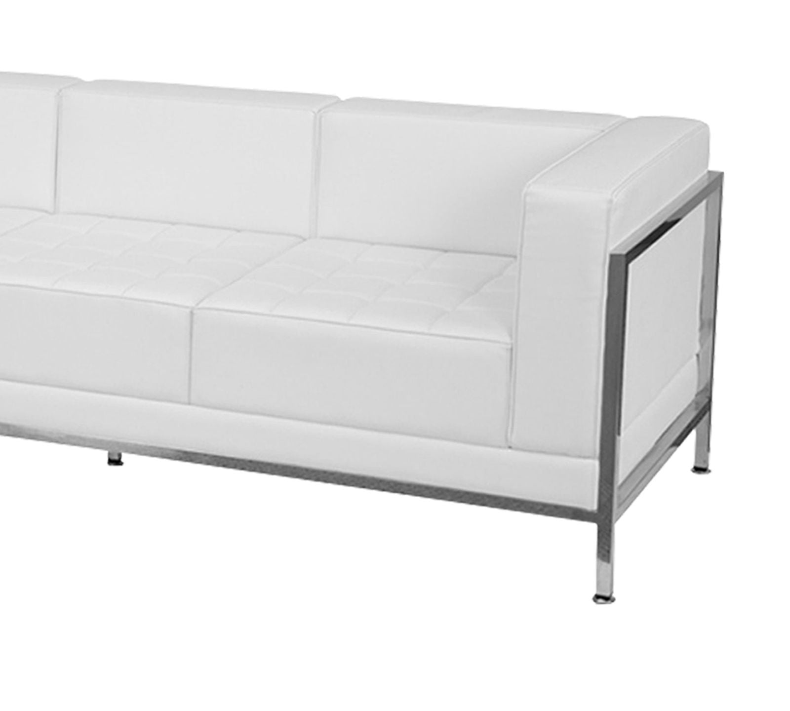 3 Seater Leatherette Sofa Metal Frame Legs Base Cushioned -