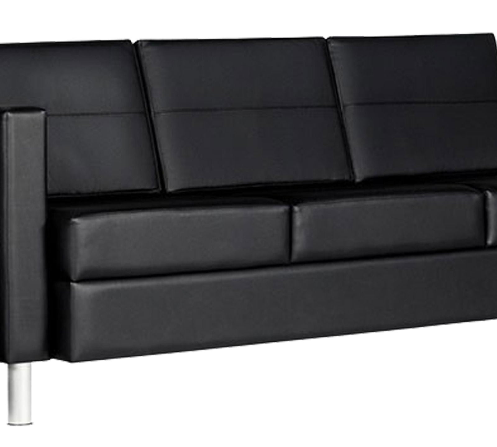 3 Seater Leatherette Sofa Metal Legs Base Cushioned -
