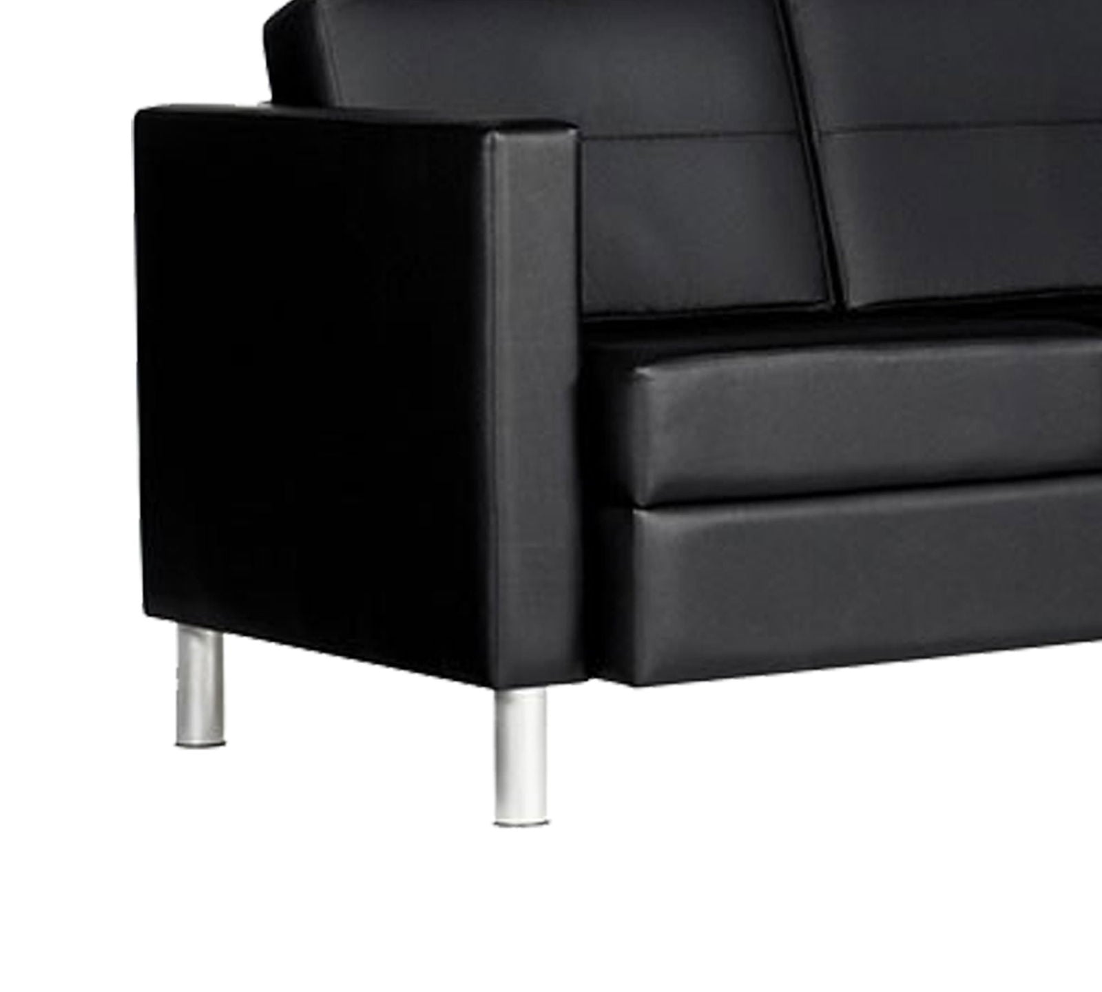 3 Seater Leatherette Sofa Metal Legs Base Cushioned -