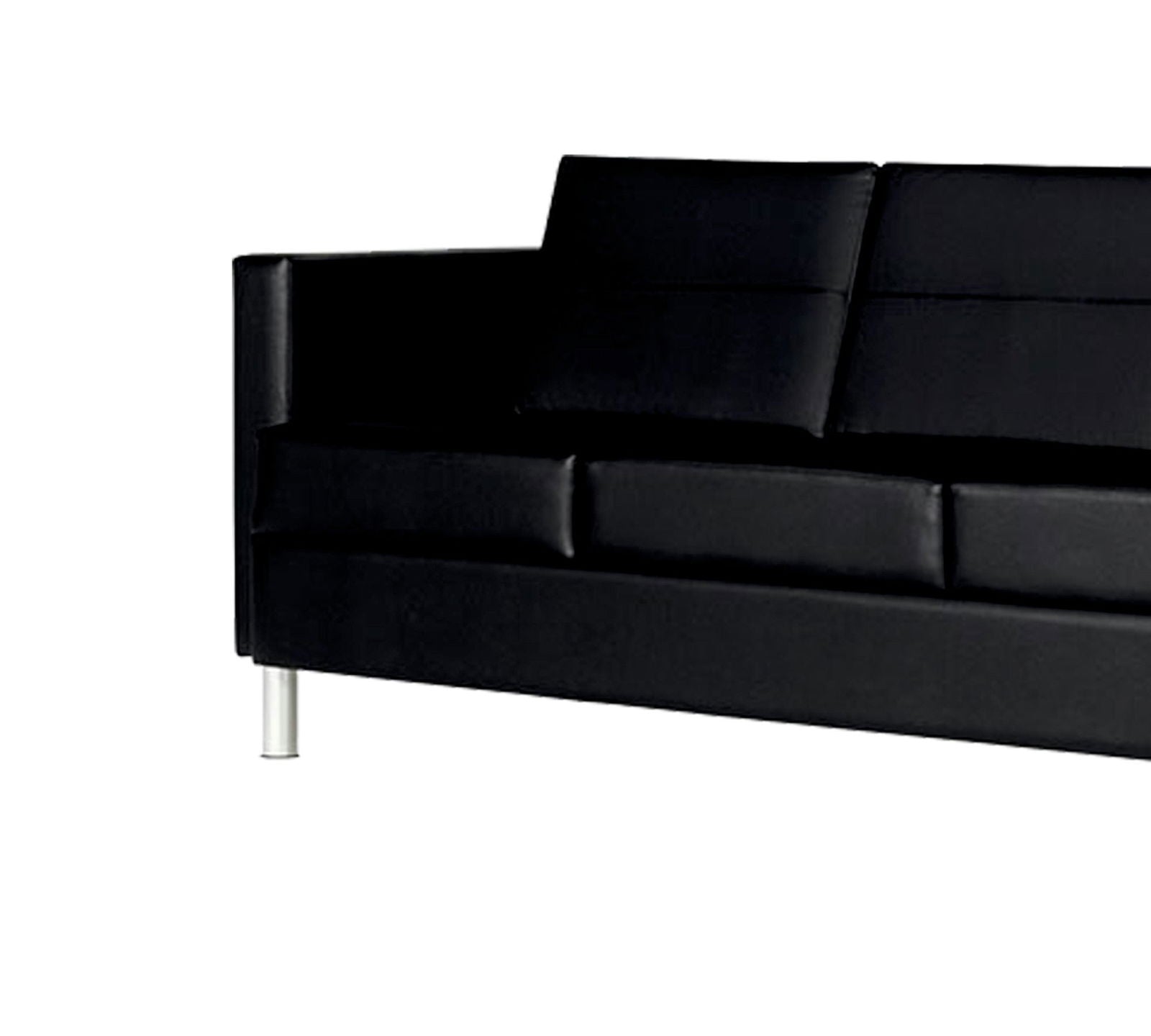 3 Seater Leatherette Sofa Metal Legs Base Cushioned -
