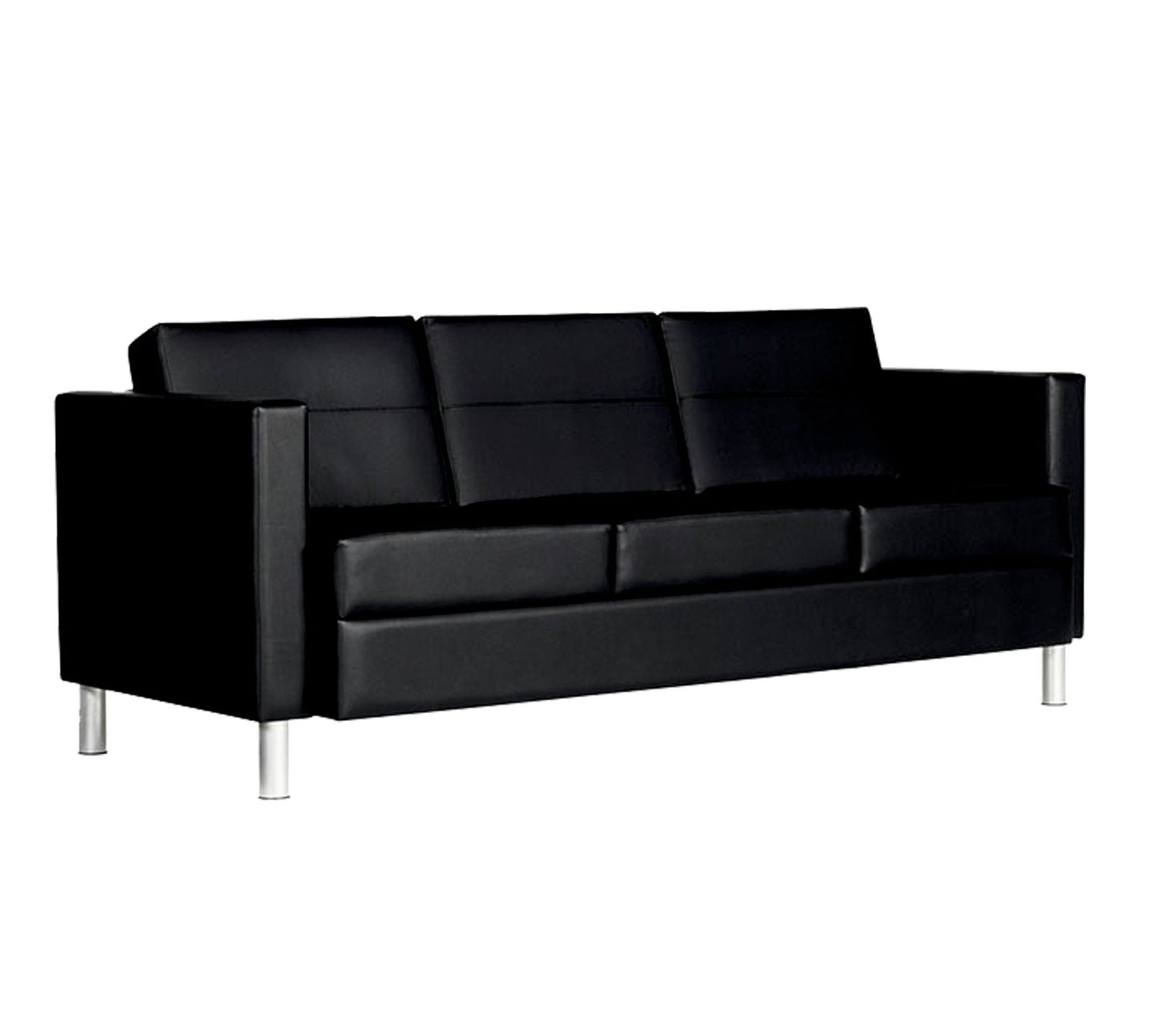 3 Seater Leatherette Sofa Metal Legs Base Cushioned -