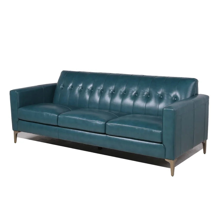 3 Seater Leatherette Sofa with Metal Legs -