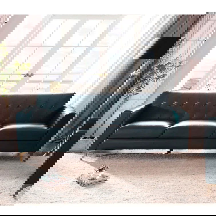 3 Seater Leatherette Sofa with Metal Legs -