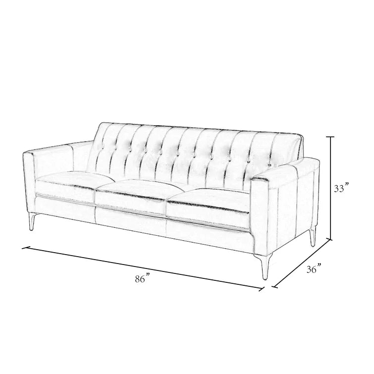 3 Seater Leatherette Sofa with Metal Legs -