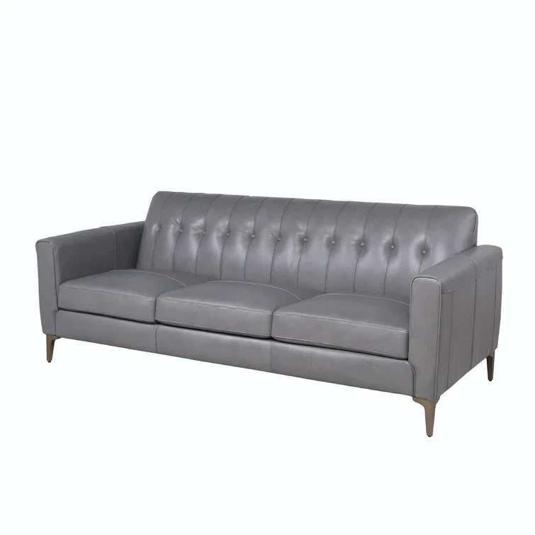 3 Seater Leatherette Sofa with Metal Legs -