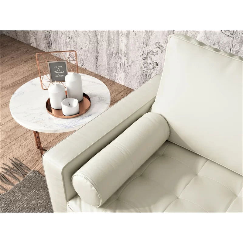 3 Seater Leatherette Sofa with Wooden Legs -