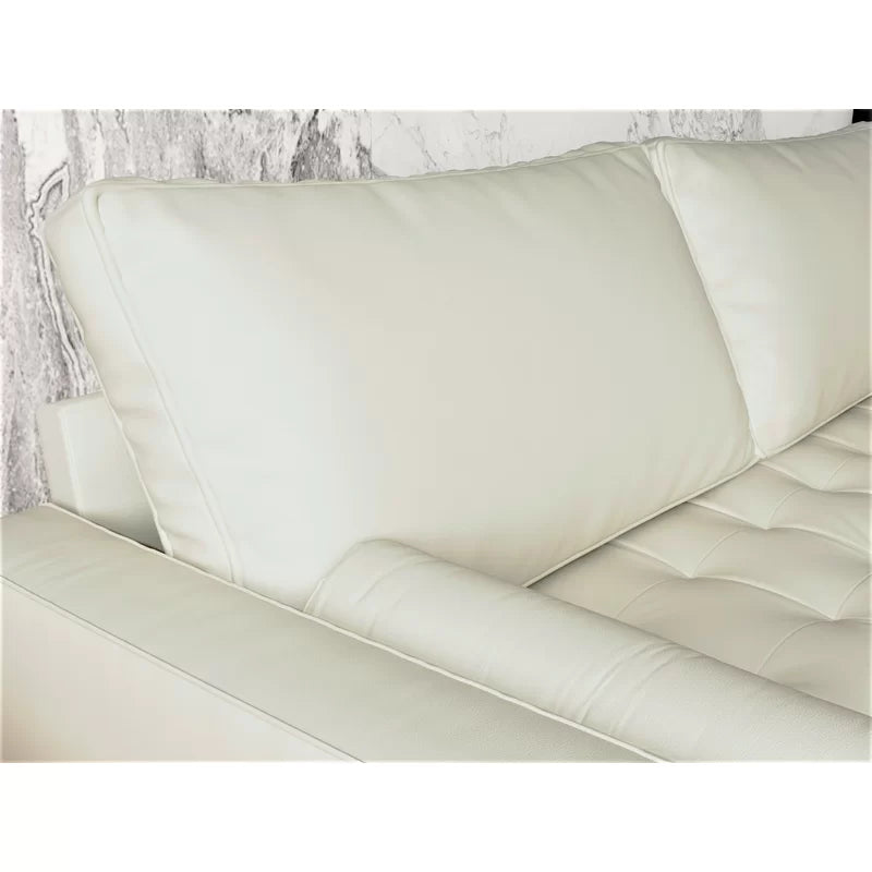 3 Seater Leatherette Sofa with Wooden Legs -