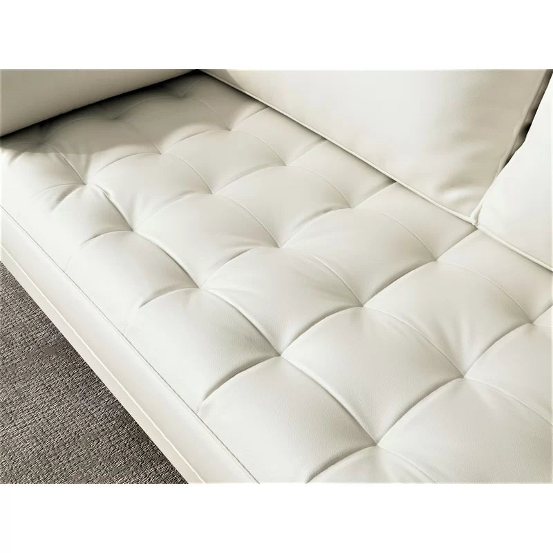 3 Seater Leatherette Sofa with Wooden Legs -