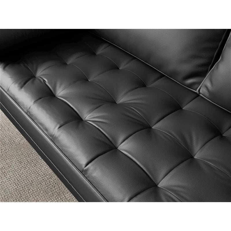 3 Seater Leatherette Sofa with Wooden Legs -