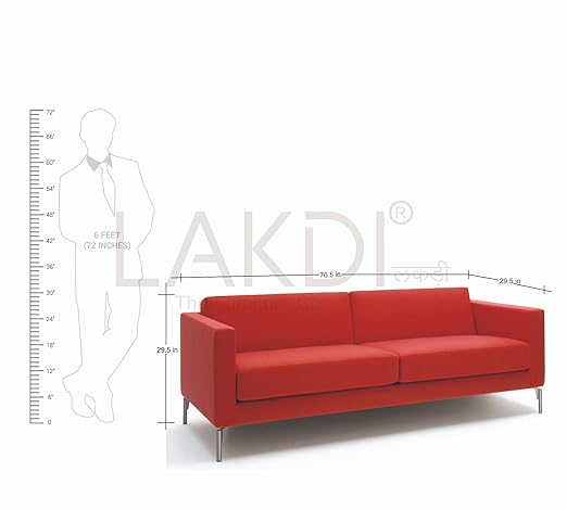 3 Seater Sofa Metal Chrome Legs Base Cushioned -