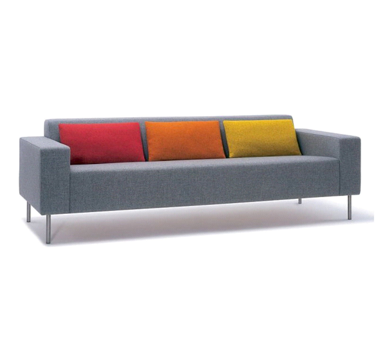 3 Seater Sofa Metal Chrome Legs Base Cushioned -