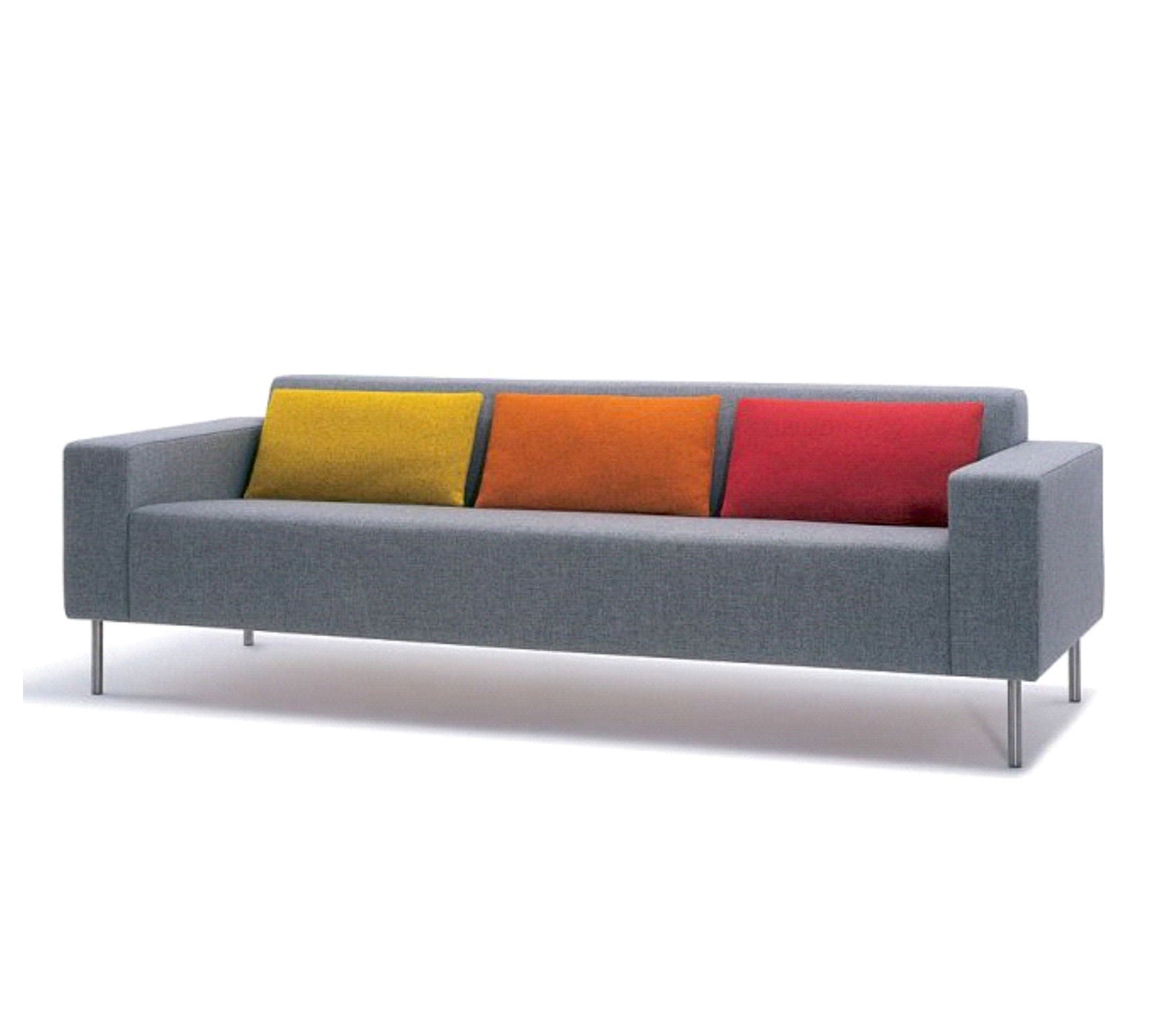 3 Seater Sofa Metal Chrome Legs Base Cushioned -