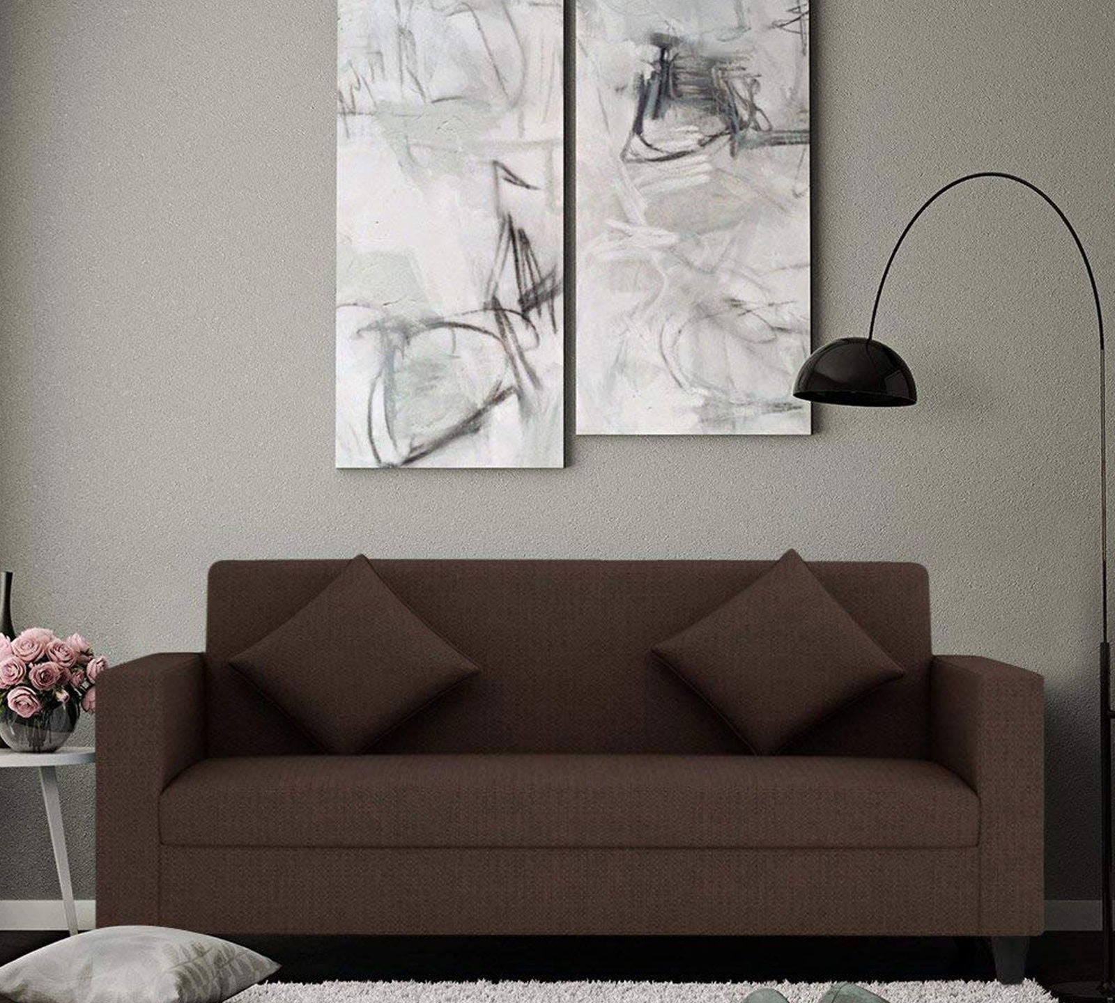3 Seater Sofa in Wooden Frame Base -