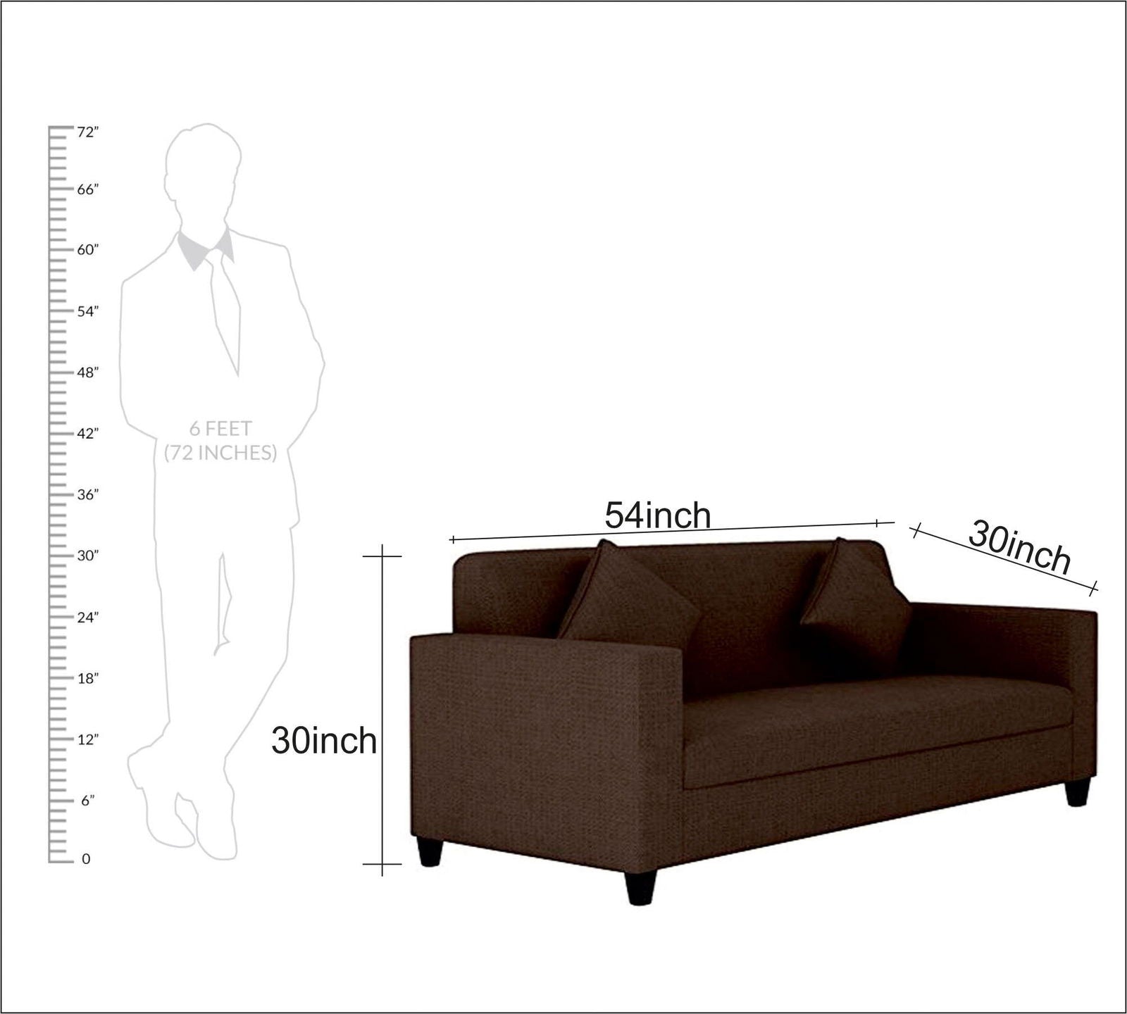 3 Seater Sofa in Wooden Frame Base -