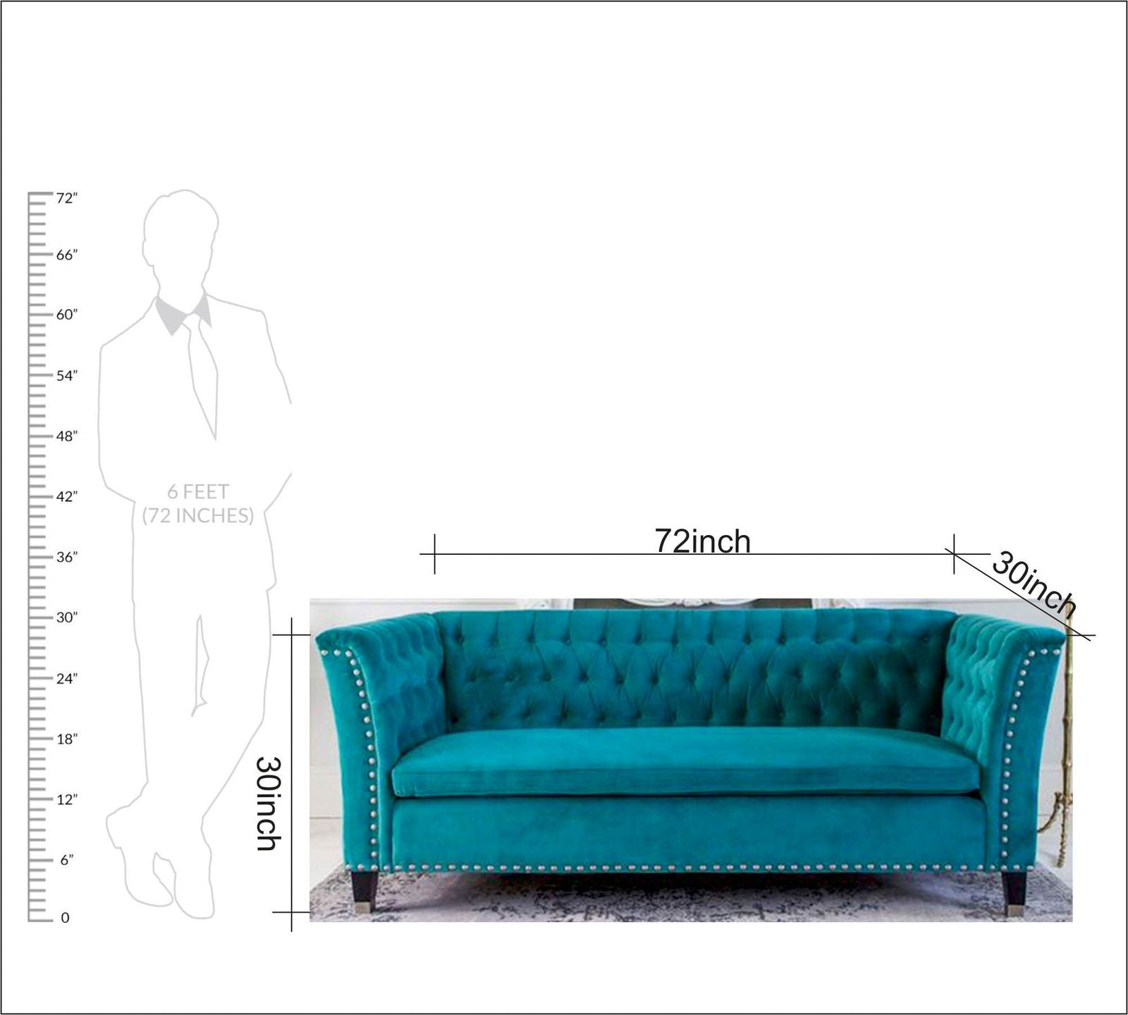 3 Seater Sofa in Wooden Frame Base -