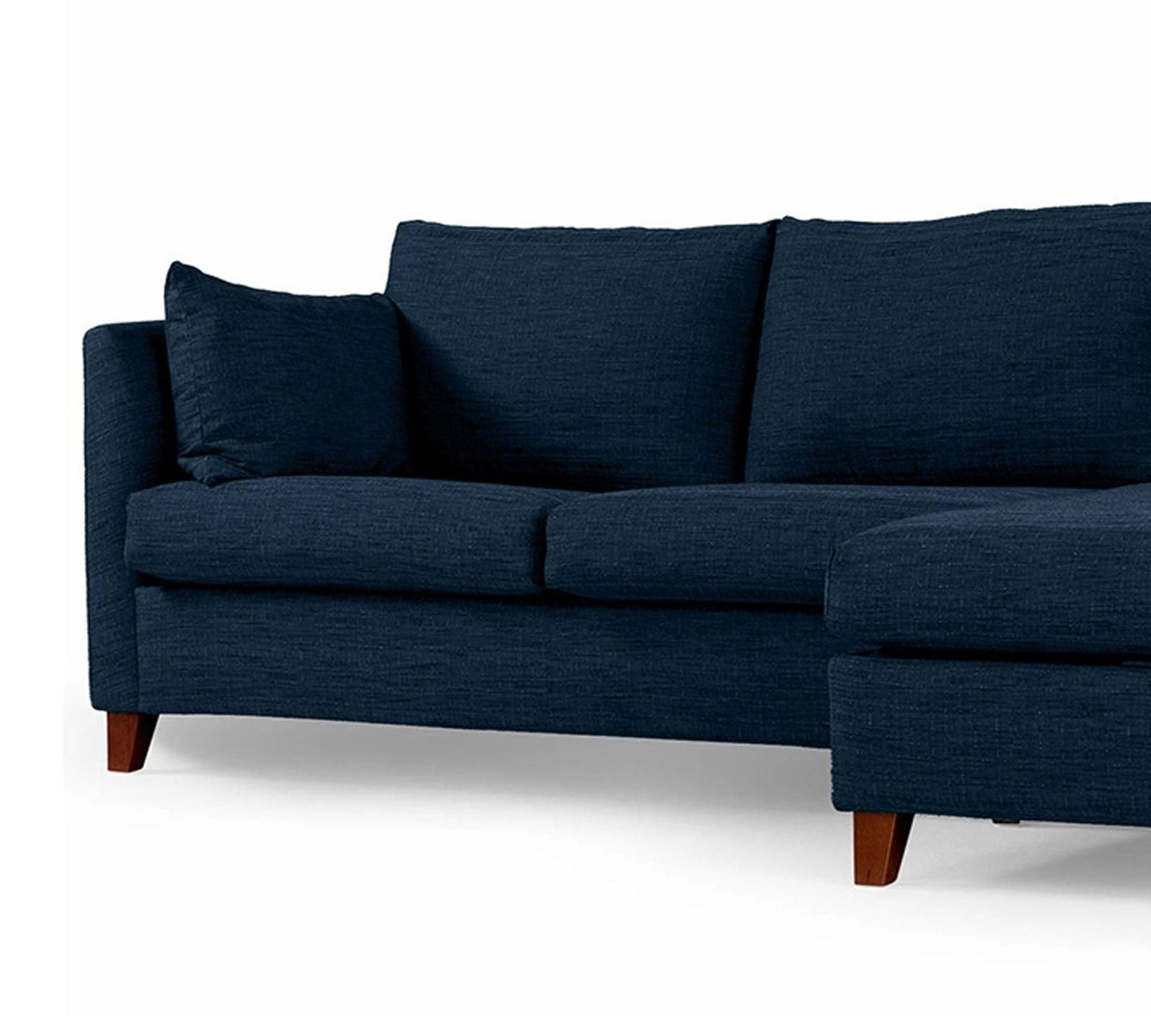 3 Seater Sofa with Chaise in Wooden Frame Base -