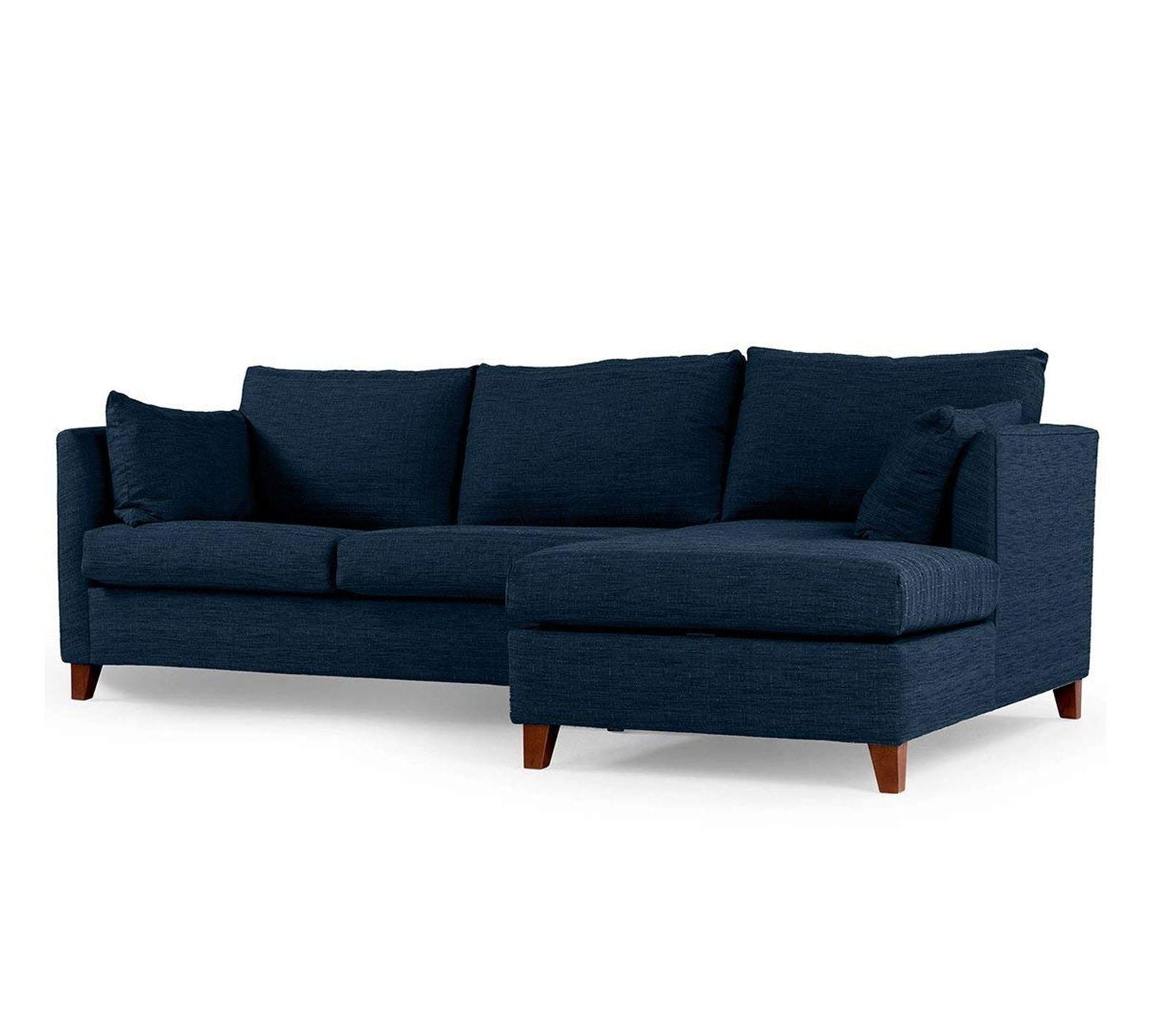 3 Seater Sofa with Chaise in Wooden Frame Base -