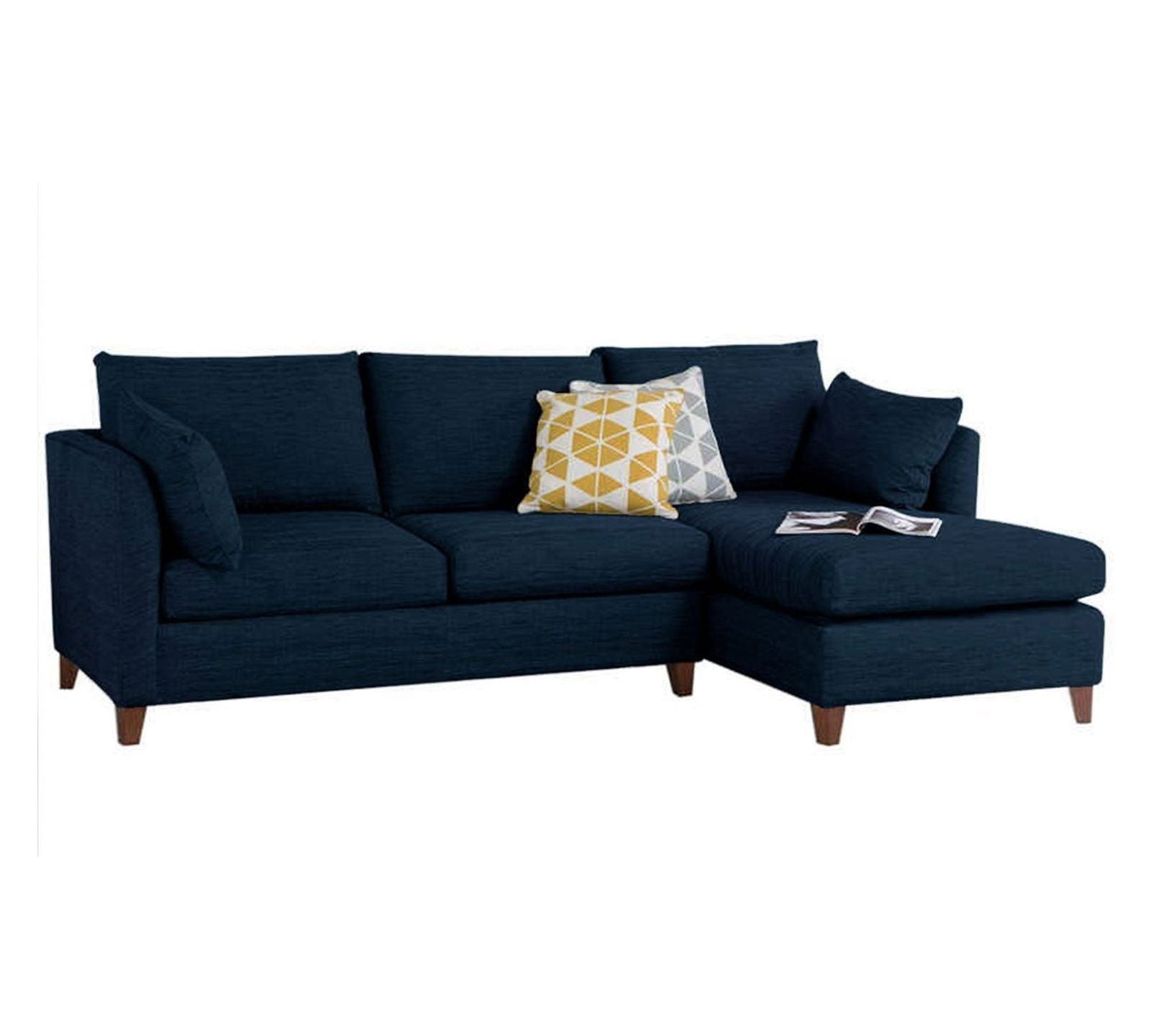 3 Seater Sofa with Chaise in Wooden Frame Base -