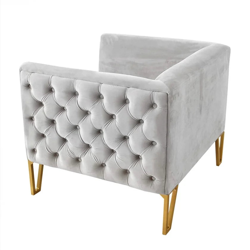 3 Seater Velvet Sofa with Metal Legs -