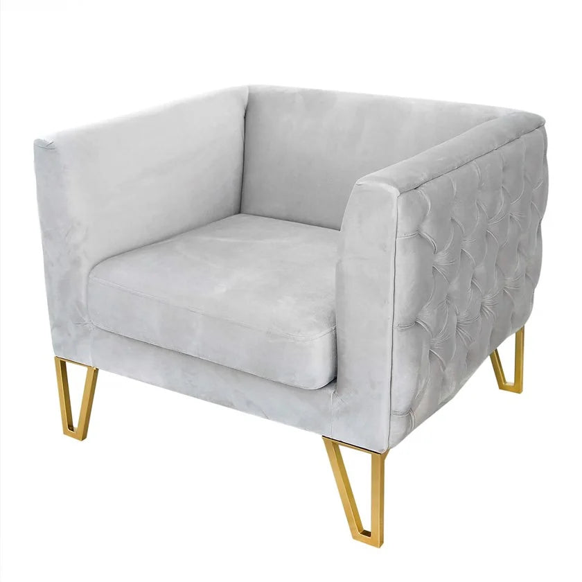 3 Seater Velvet Sofa with Metal Legs -