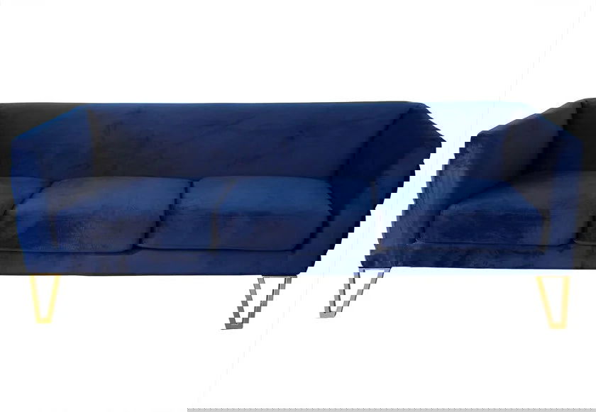 3 Seater Velvet Sofa with Metal Legs -