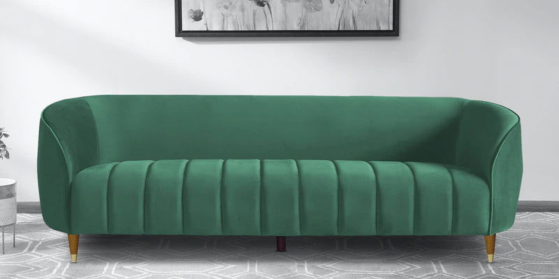 3 Seater Velvet Sofa with Wooden Legs -
