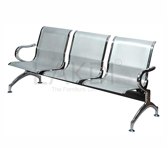 3 Seater Waiting Chair Metal Chrome Finish Base -