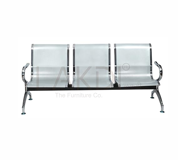 3 Seater Waiting Chair Metal Chrome Finish Base -