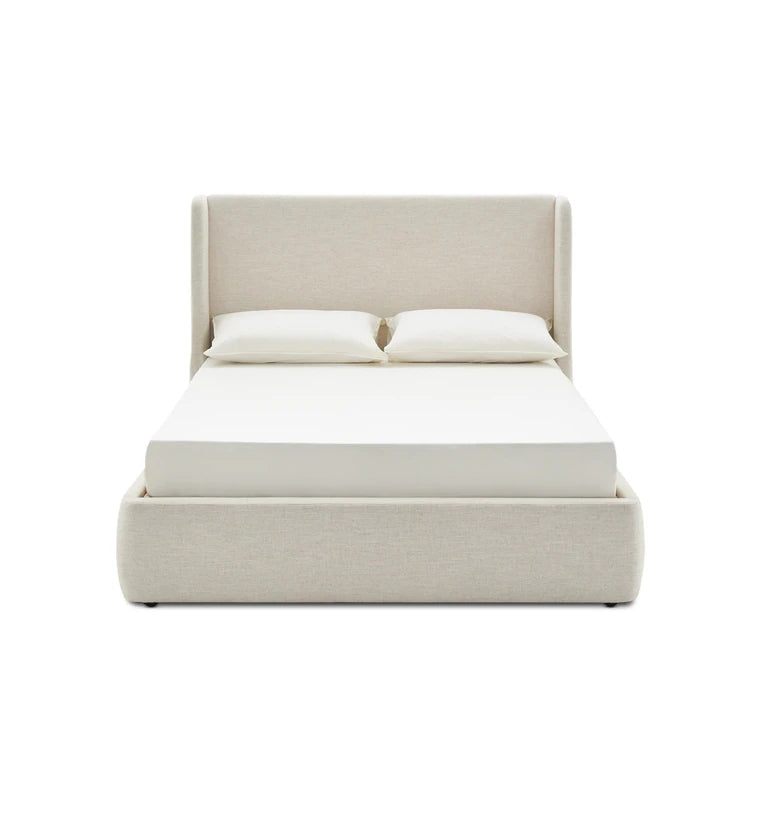 king‑size Velvet Upholstered Bed with headboard, support legs, and seamless box‑spring‑free setup—luxurious, modern elegance.