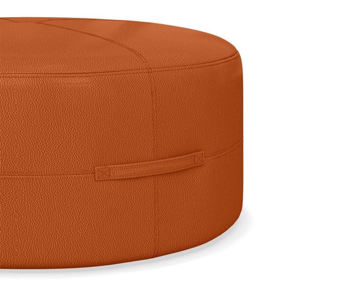 Round Ottoman For Home Furniture Upholstery Pu Leatherette, Comfortable Seating Multi-Functional for Living Room - Brown