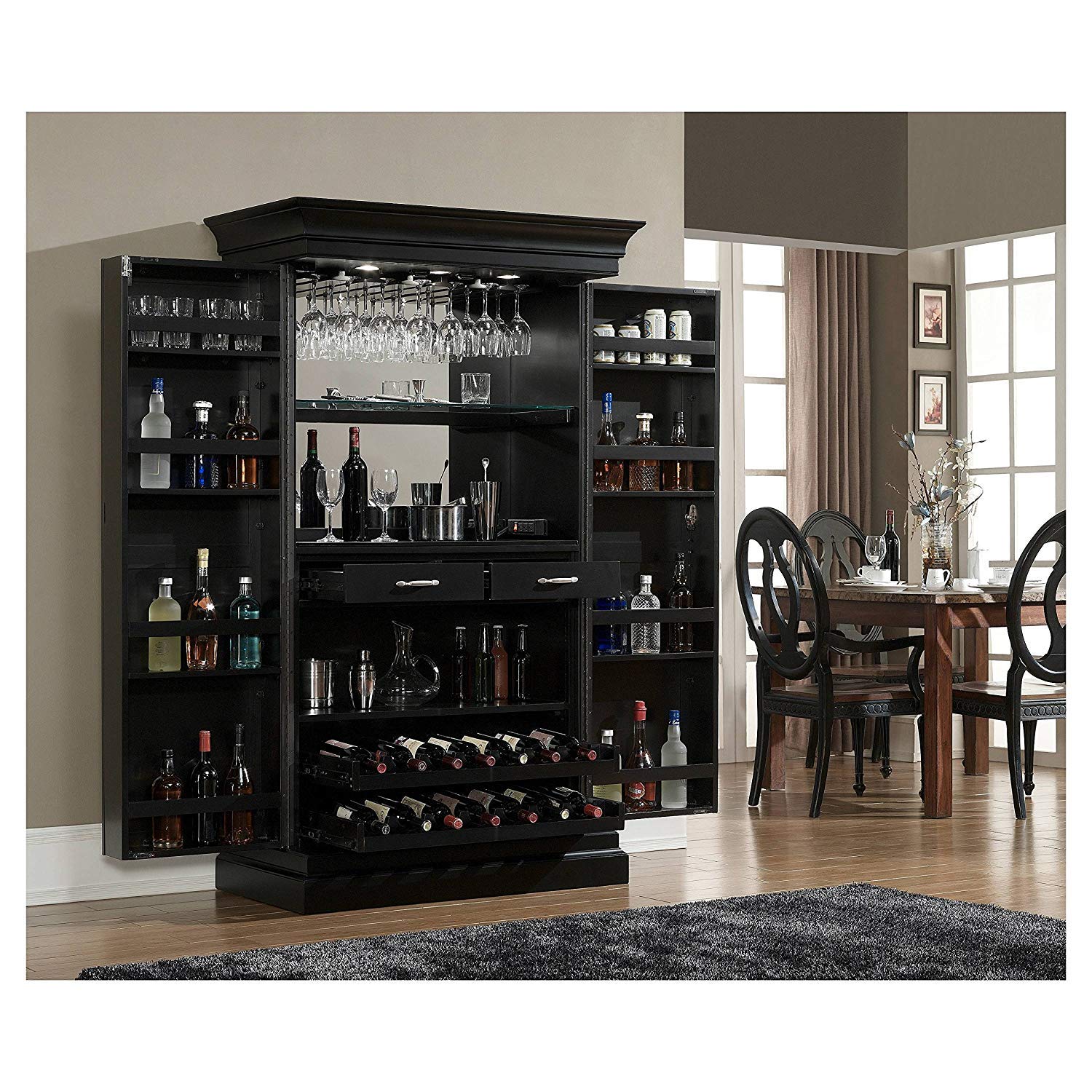 Wooden Bar Storage Cabinet Organizer with Spacious Storage & Modern Charm