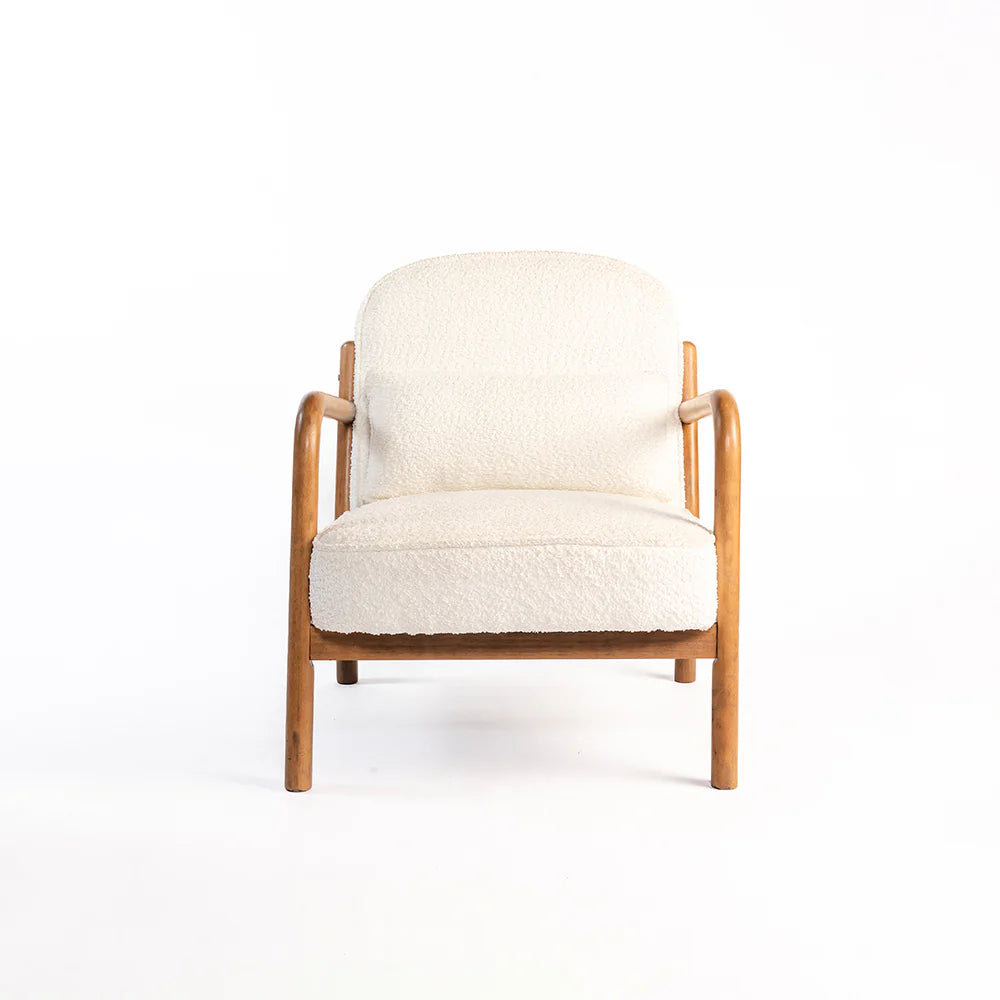 Lounge Chair For Home Furniture Upholstered in Woolen Cozy and Stylish, Comfortable Durable Design for Living Room -White