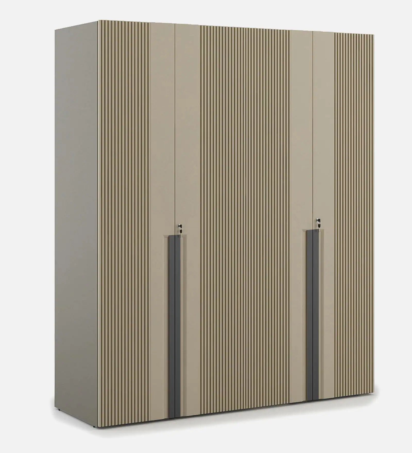 Wardrobe 4‑Door with Modern Design, Soft-Close Mechanism, Designer Handles with Locker and Drawers